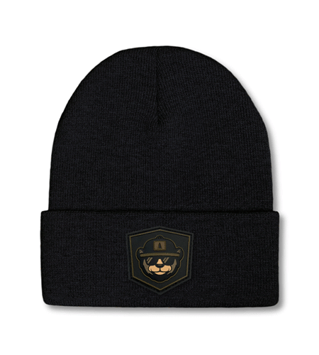 Sportsman cuffed beanie with PVC rubber patch customization